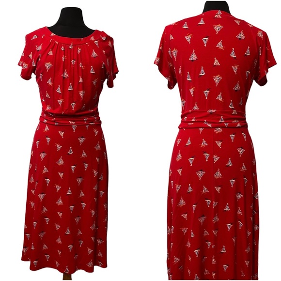 ⛵️Sailboat Pattern Red Summer Dress - Picture 1 of 9